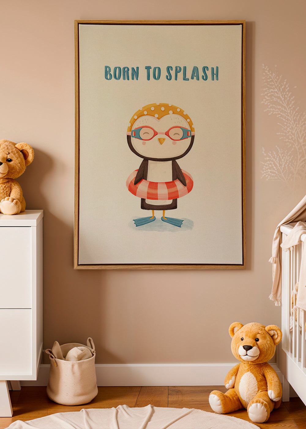 Børneplakat: glad pingvin