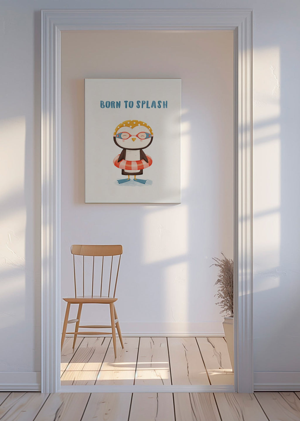 Børneplakat: glad pingvin