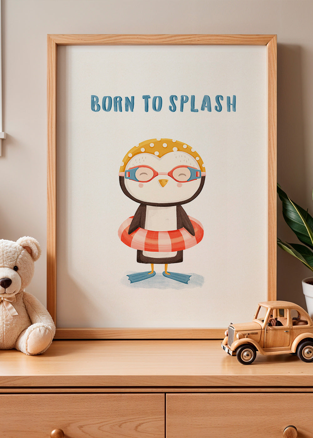 Børneplakat: glad pingvin