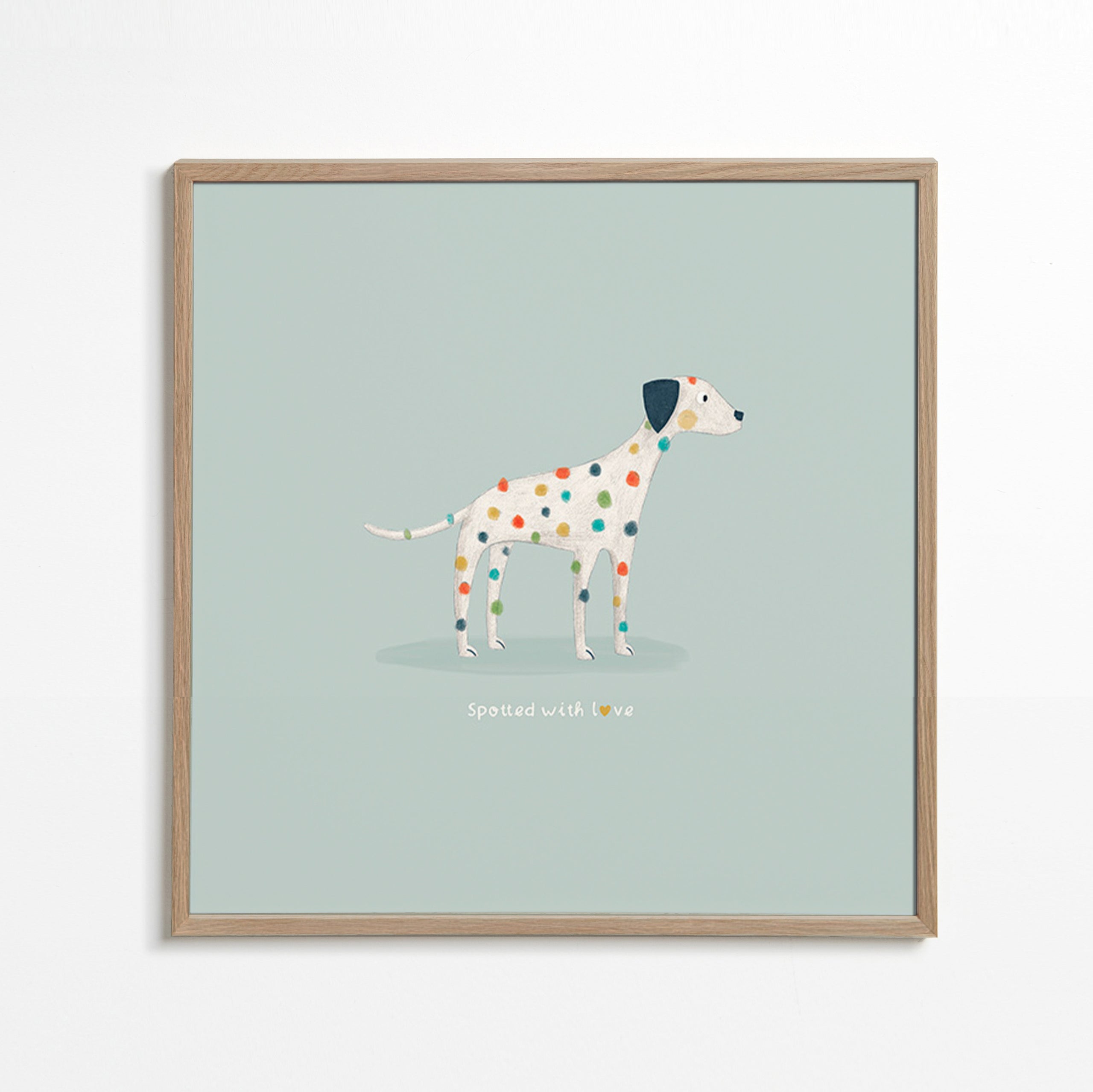 Dalmatiner-illustration med farvede prikker
