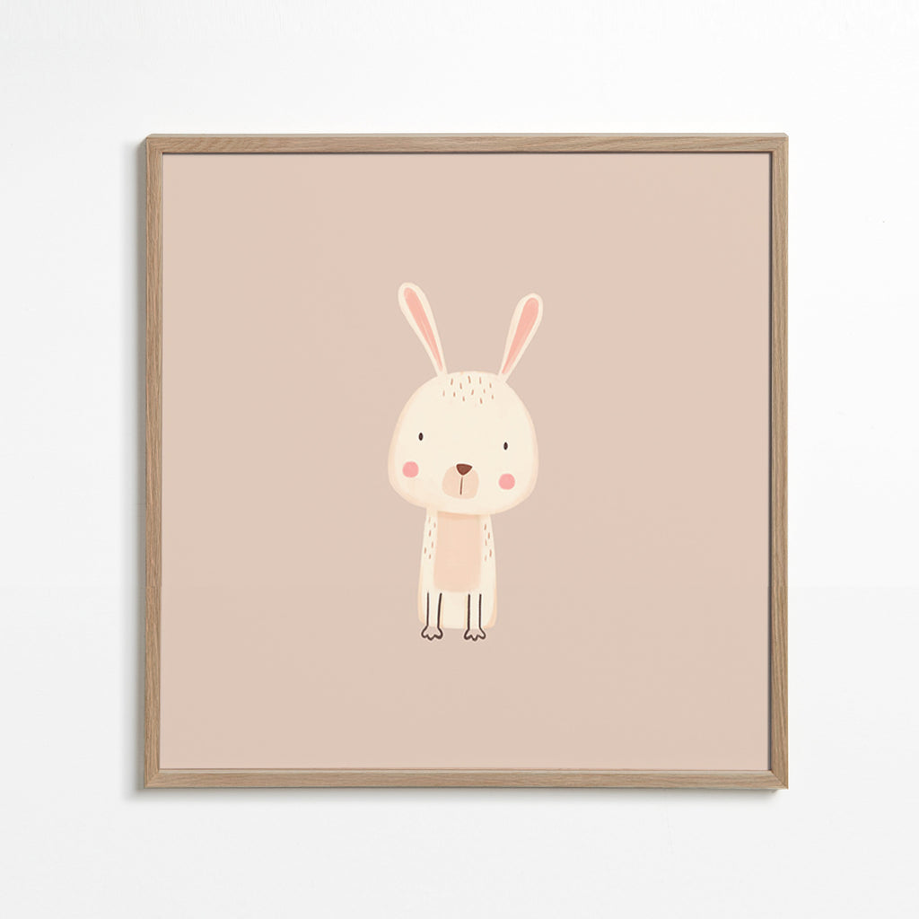 Børneplakat kanin minimal beige baggrund
