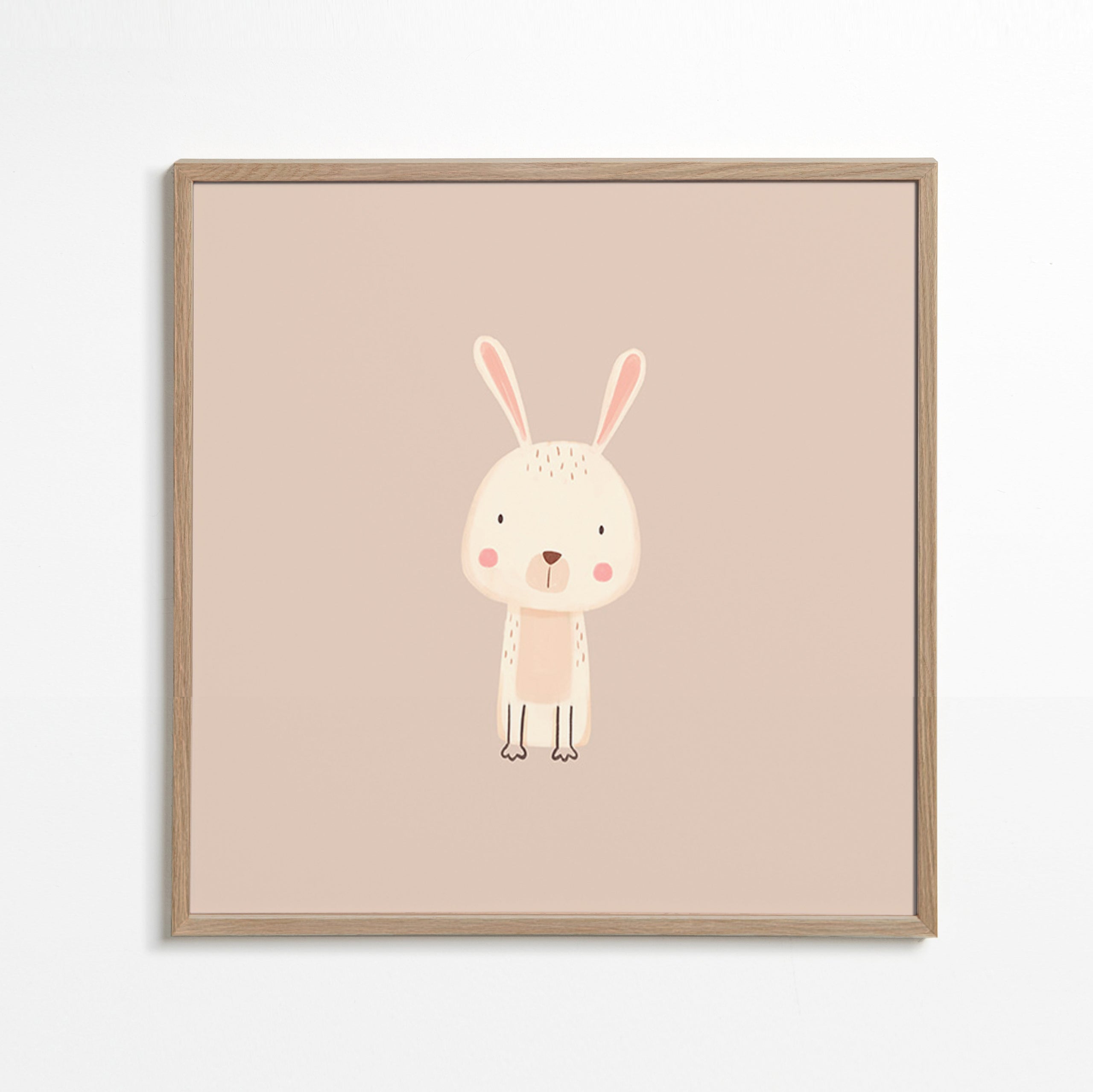 Børneplakat kanin minimal beige baggrund