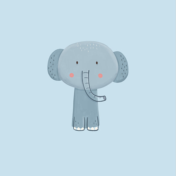 Børneplakat med blå elefant