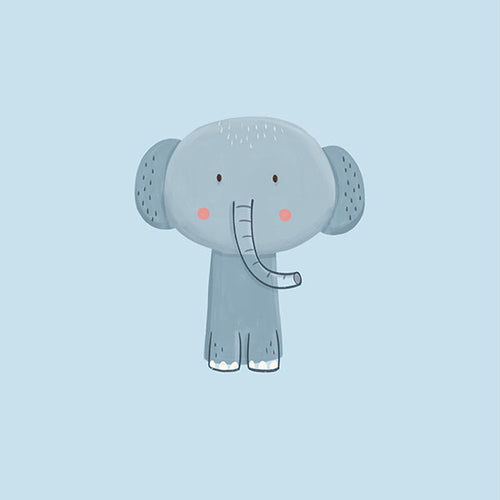 Børneplakat med blå elefant