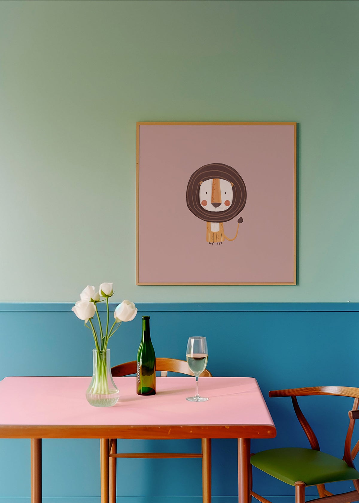 Børneplakat: minimalistisk løve