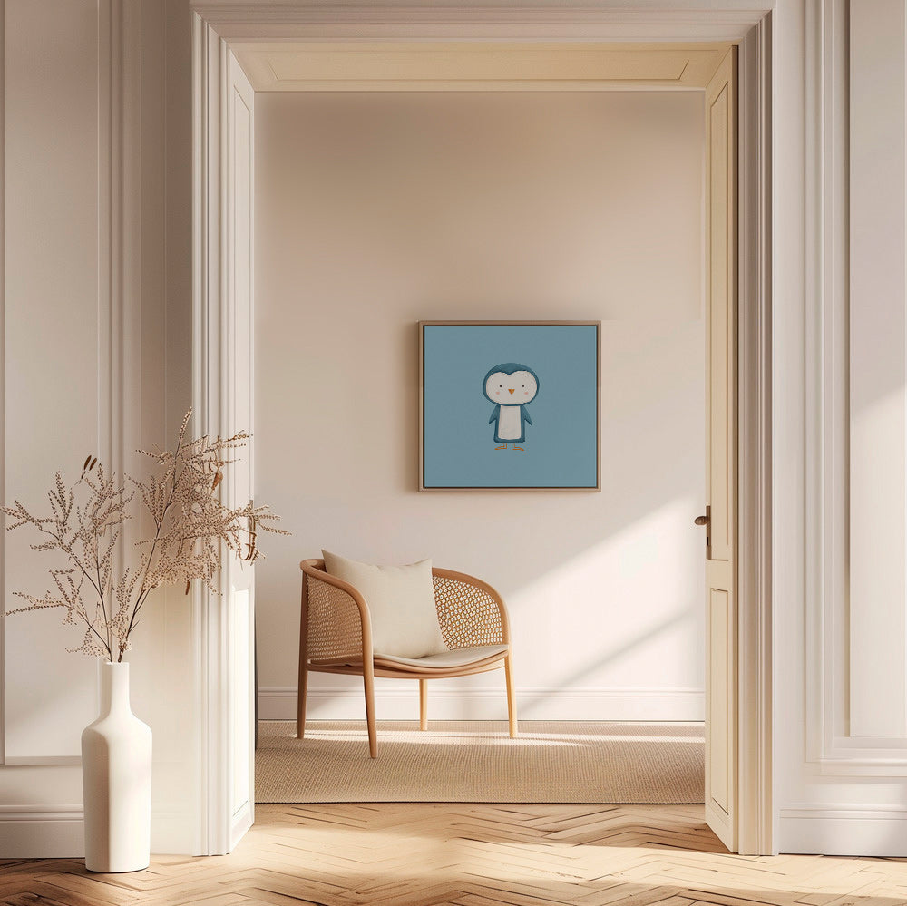 Kunst pingvin illustration på blå baggrund