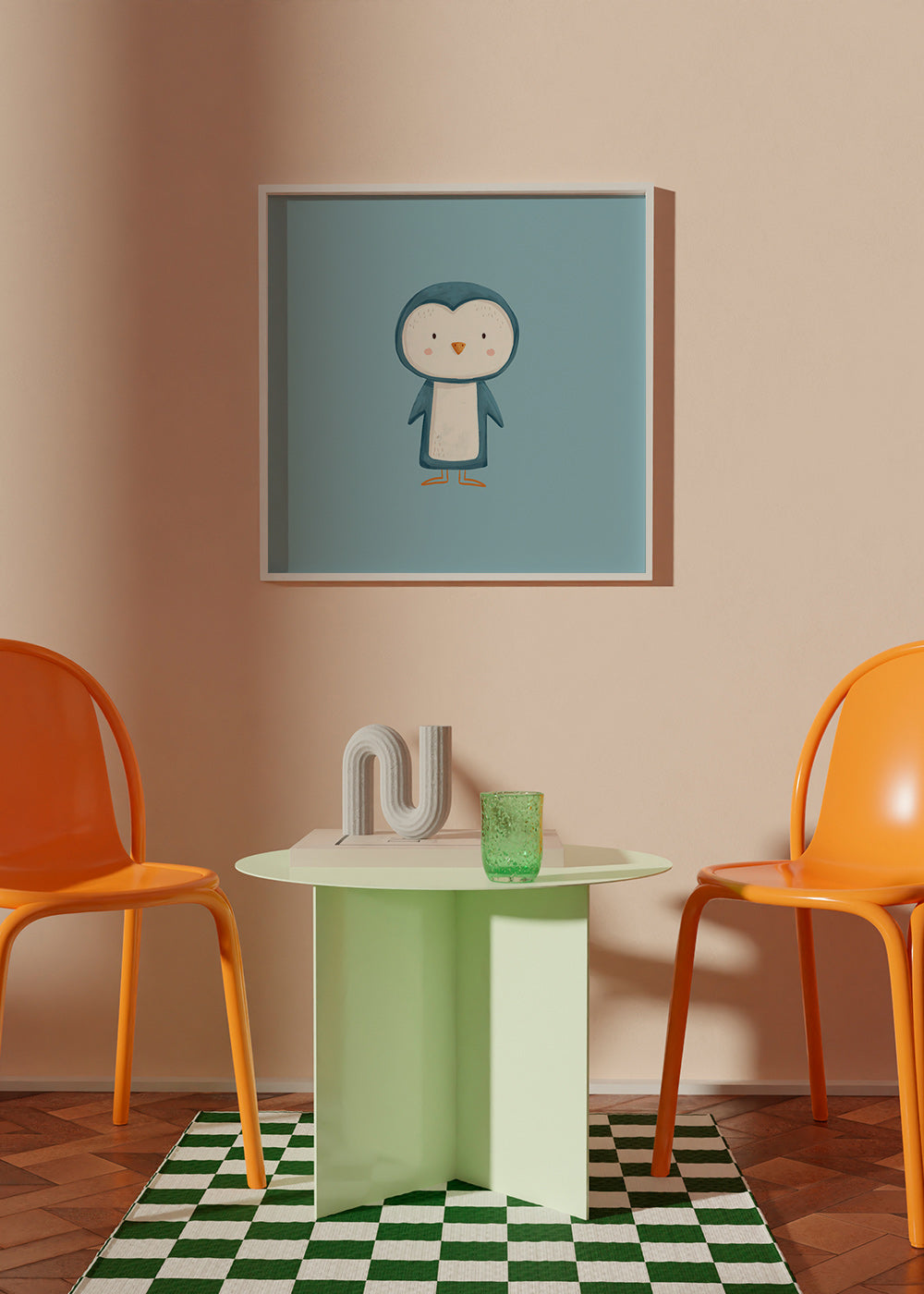 Kunst pingvin illustration på blå baggrund