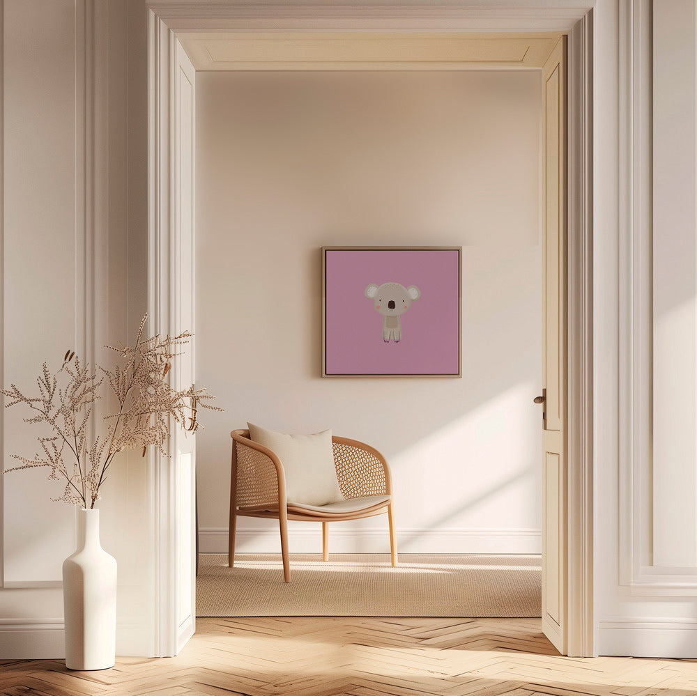 Børneplakat: minimal rosa koala