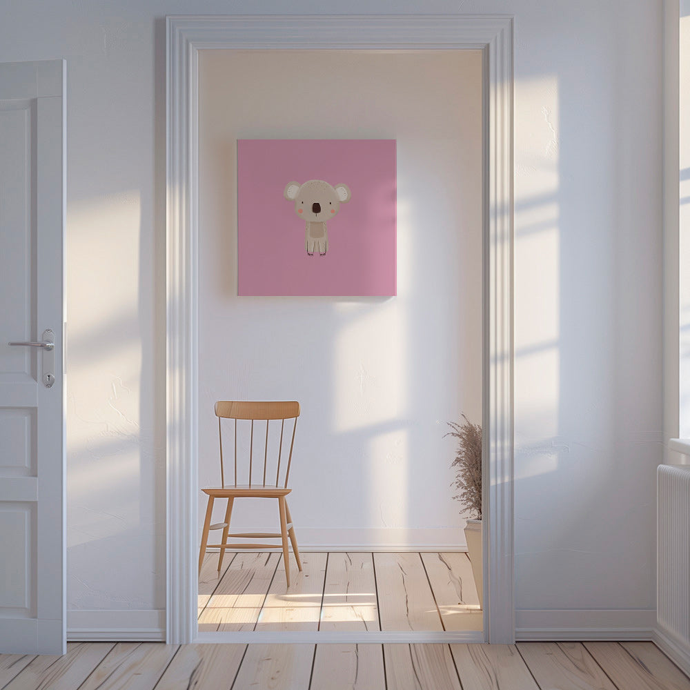 Børneplakat: minimal rosa koala