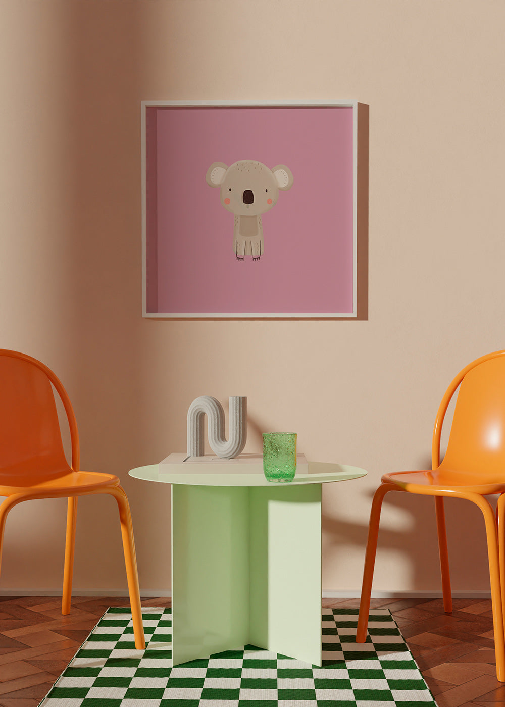 Børneplakat: minimal rosa koala