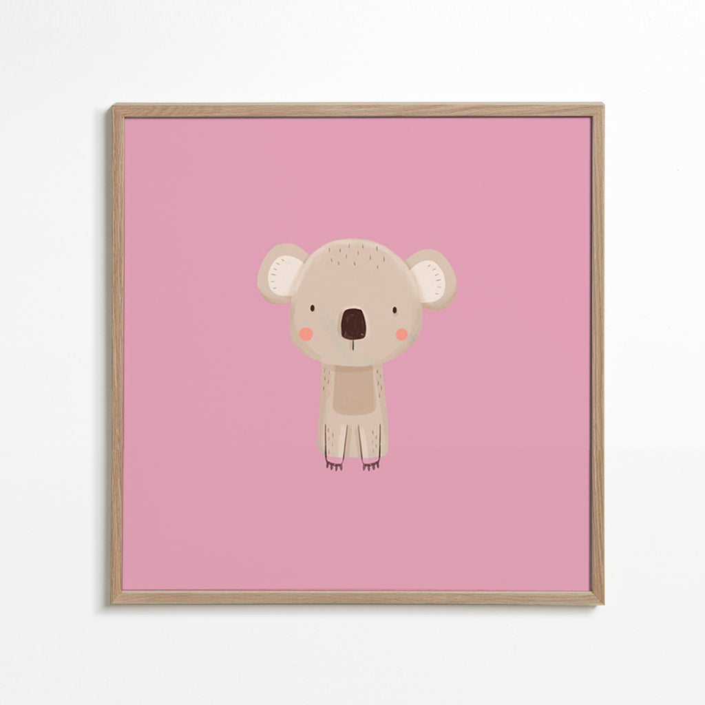 Børneplakat: minimal rosa koala