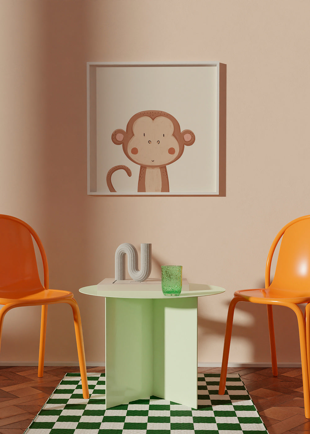 Børneplakat smilende abe