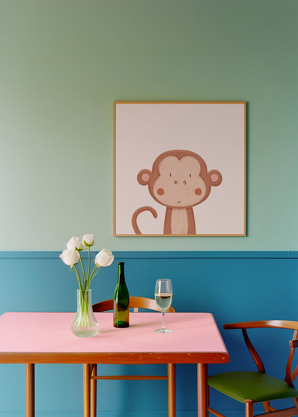 Børneplakat smilende abe