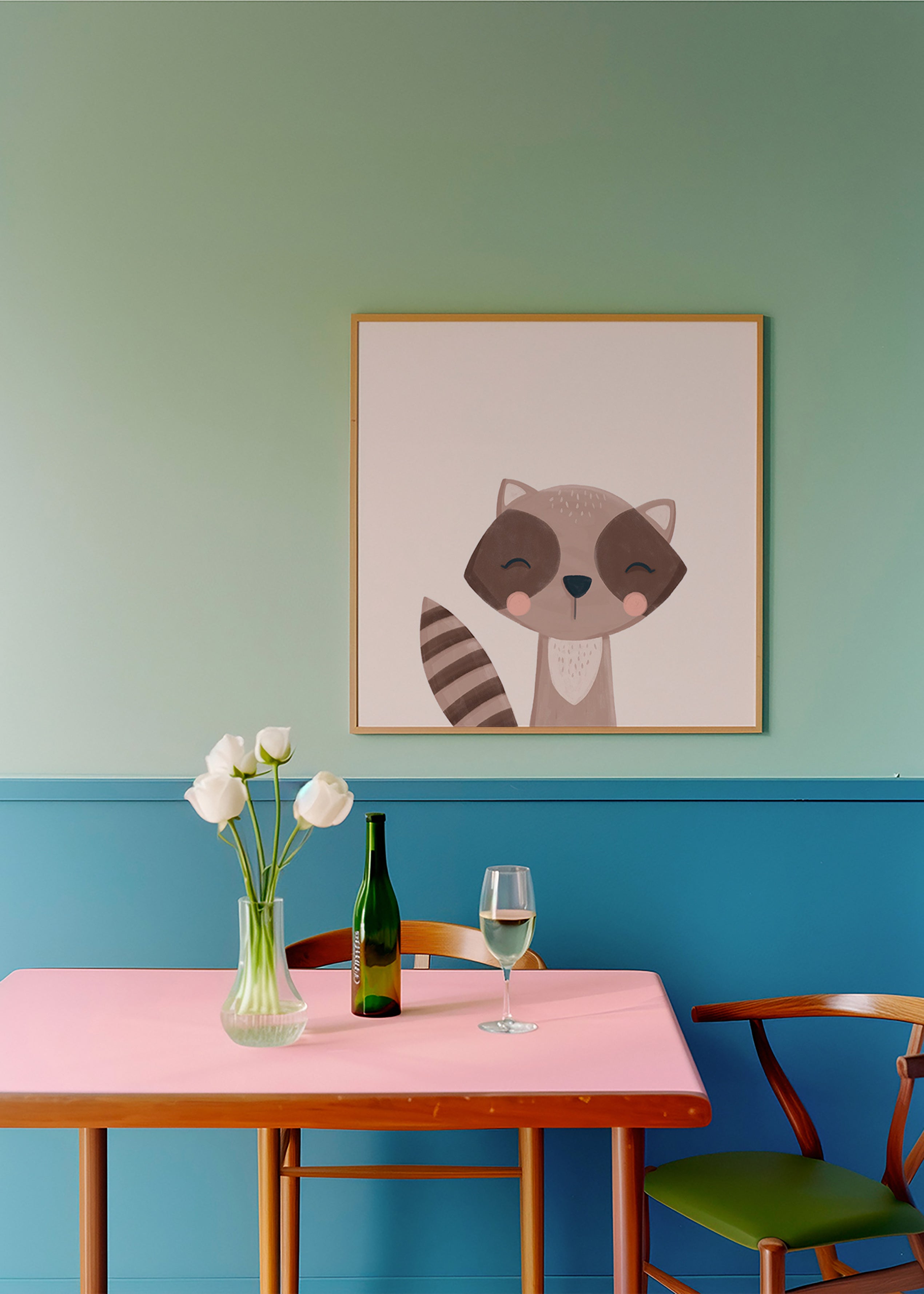 Børneplakat smilende vaskebjørn
