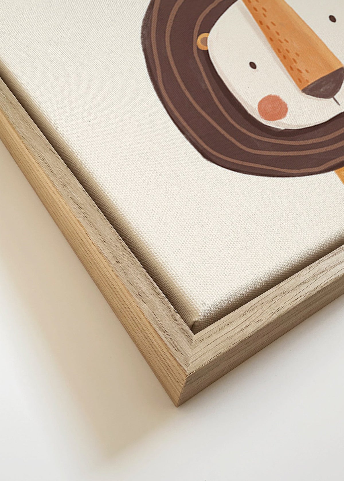Børneplakat med smilende løve i minimalistisk design