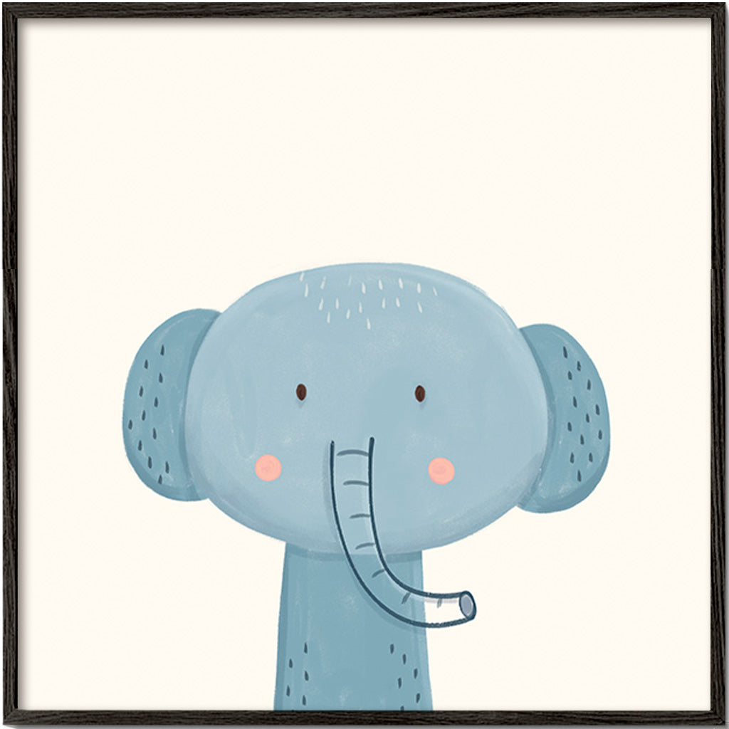 Børneplakat blå elefant charmerende