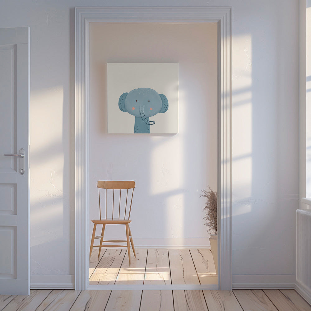 Børneplakat blå elefant charmerende