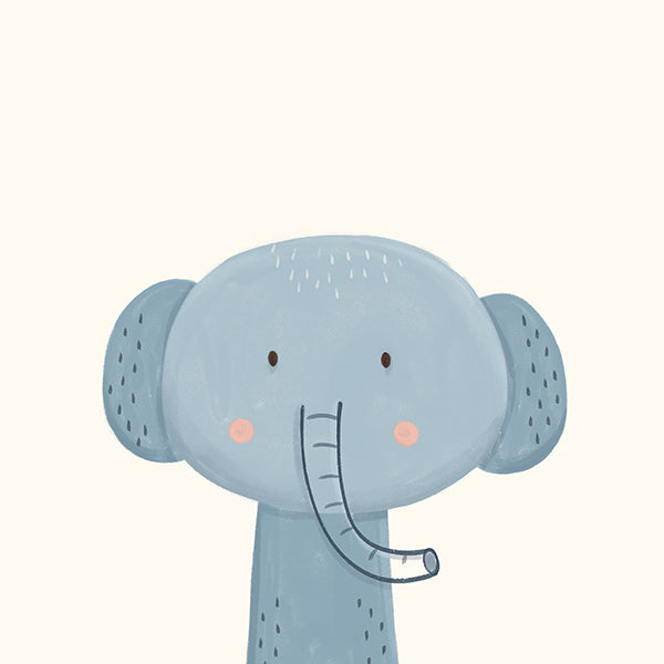 Børneplakat blå elefant charmerende