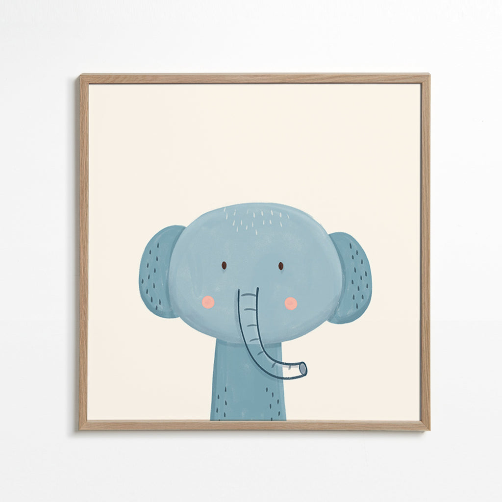 Børneplakat blå elefant charmerende