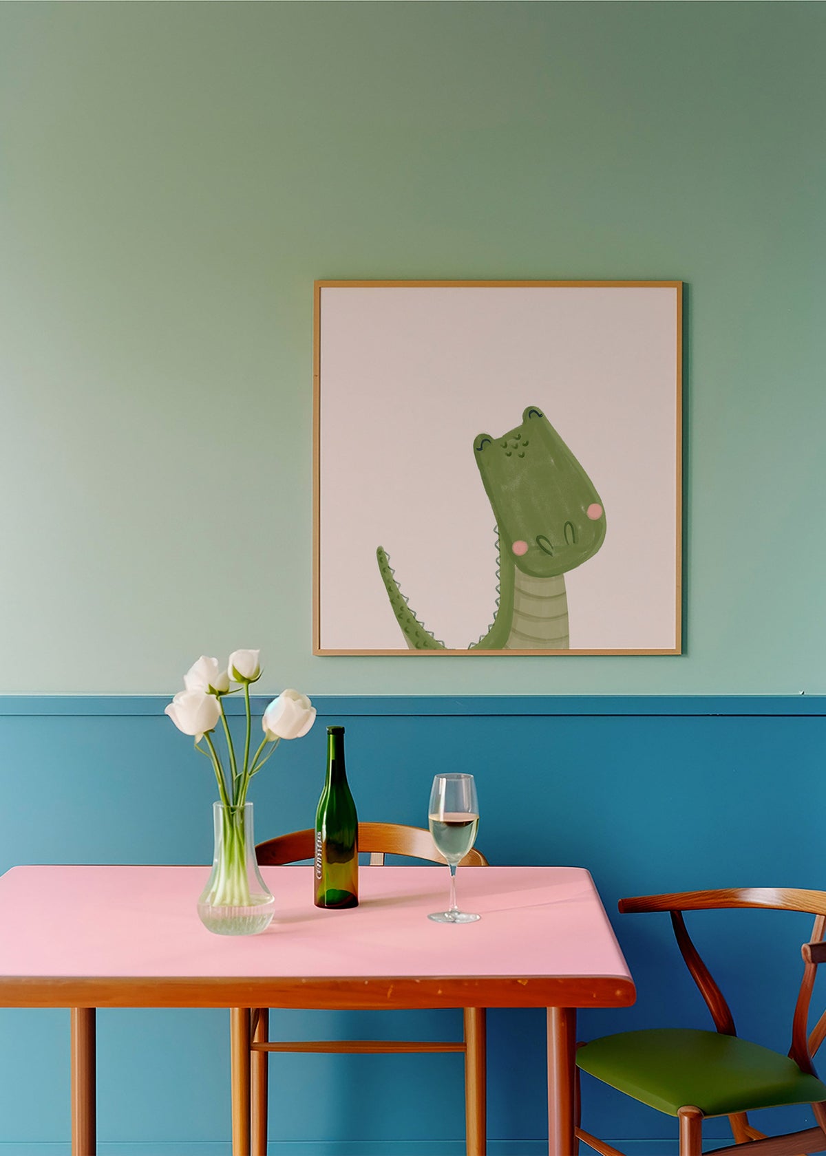 Børneplakat smilende krokodille