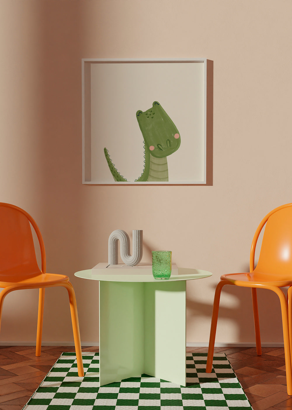 Børneplakat smilende krokodille