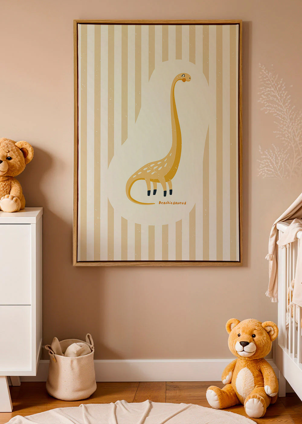 Børneplakat Brachiosaurus gul