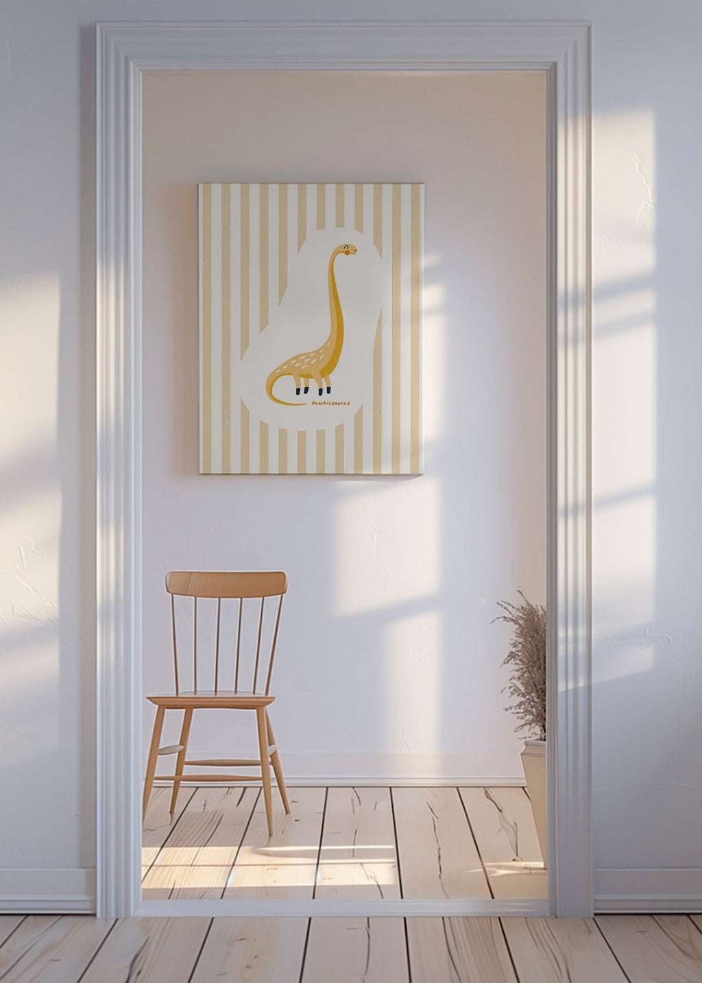 Børneplakat Brachiosaurus gul