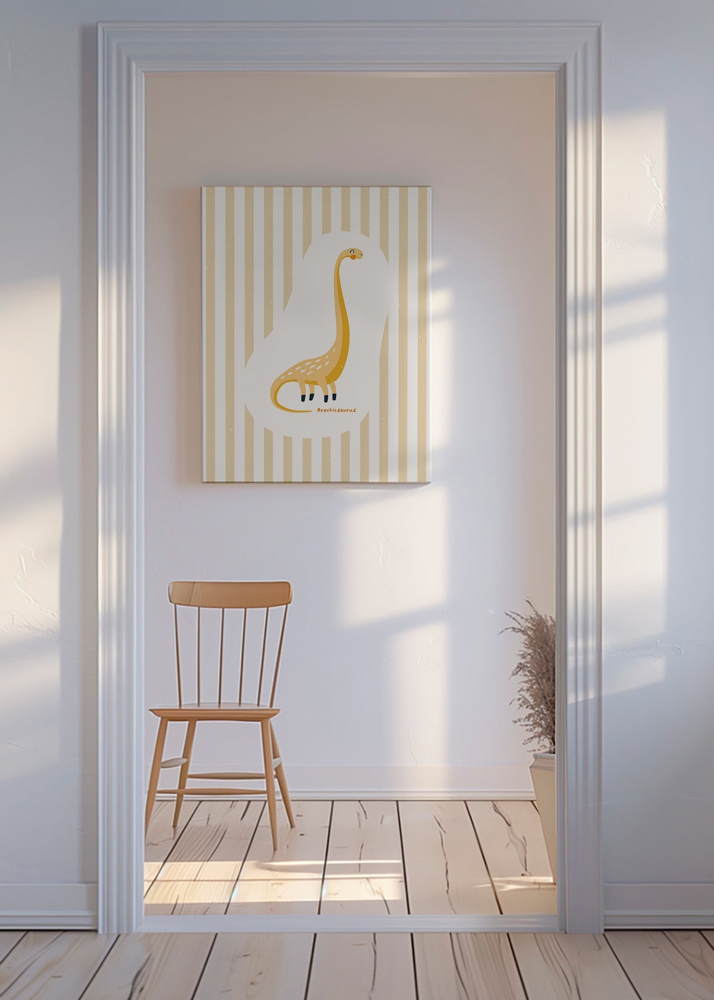 Børneplakat Brachiosaurus gul