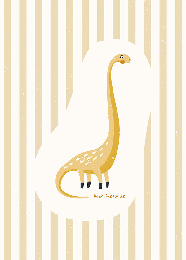 Børneplakat Brachiosaurus gul