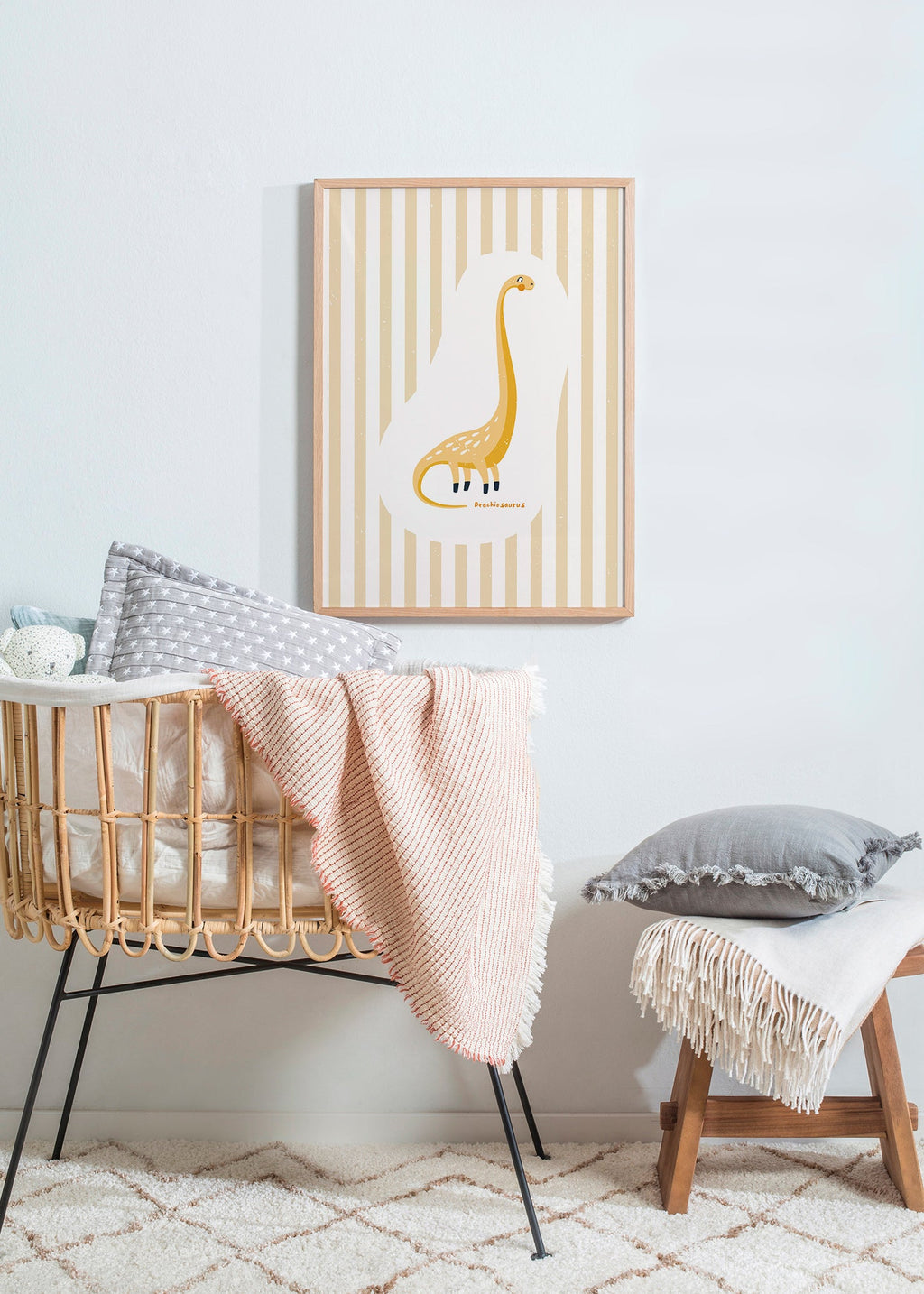 Børneplakat Brachiosaurus gul