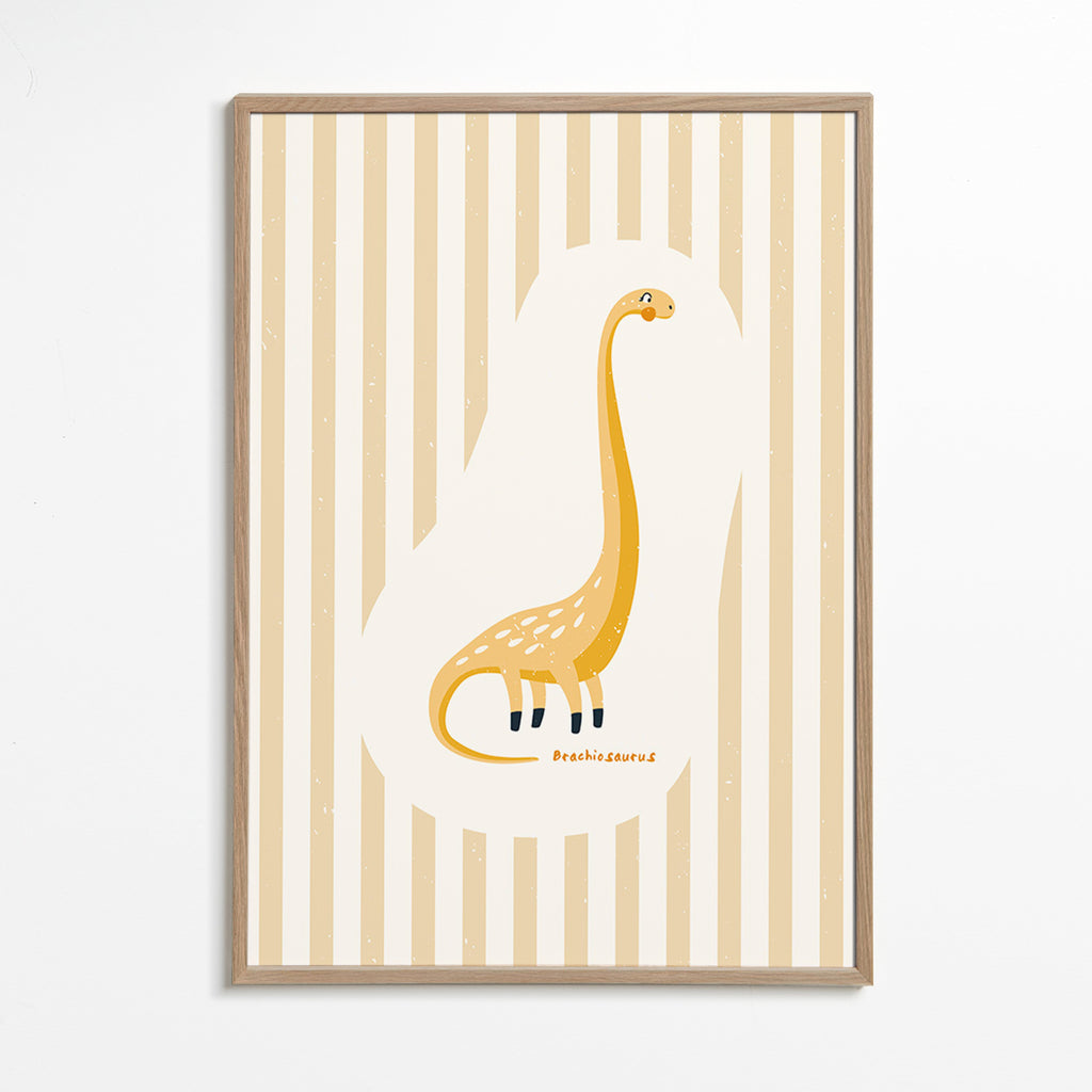 Børneplakat Brachiosaurus gul