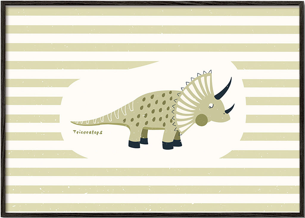 Børneplakat Triceratops grøn