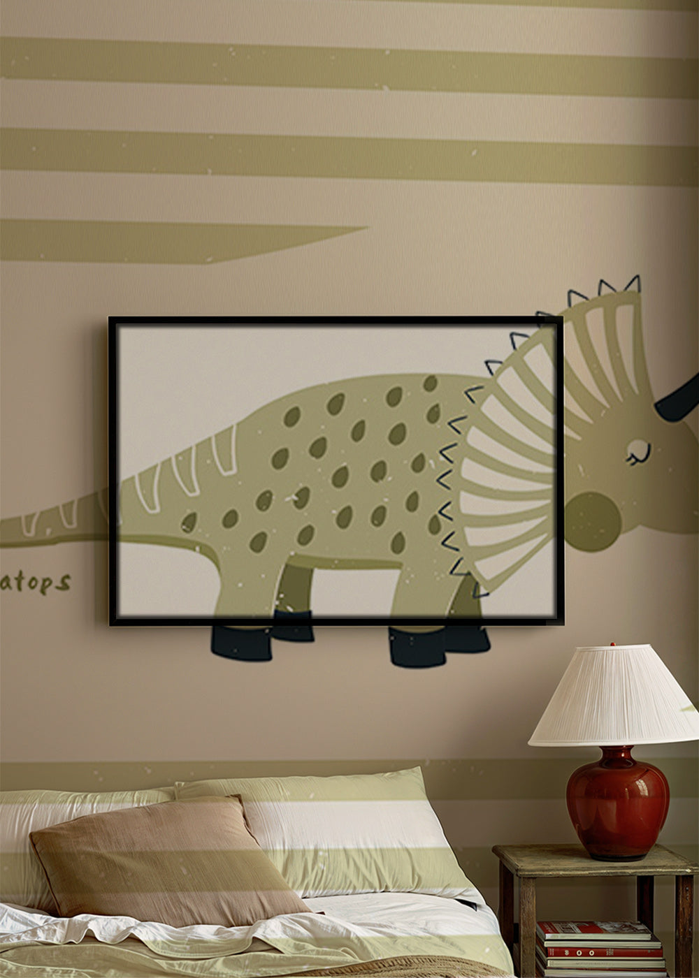 Børneplakat Triceratops grøn