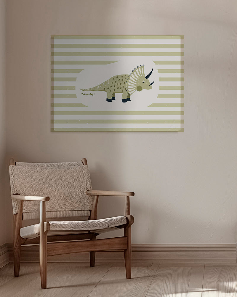 Børneplakat Triceratops grøn