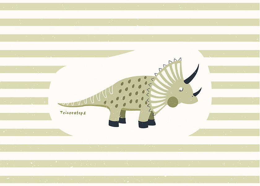 Børneplakat Triceratops grøn