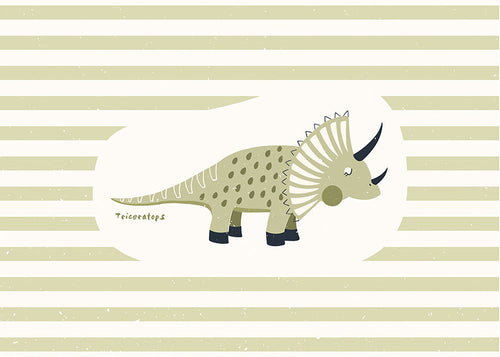 Børneplakat Triceratops grøn