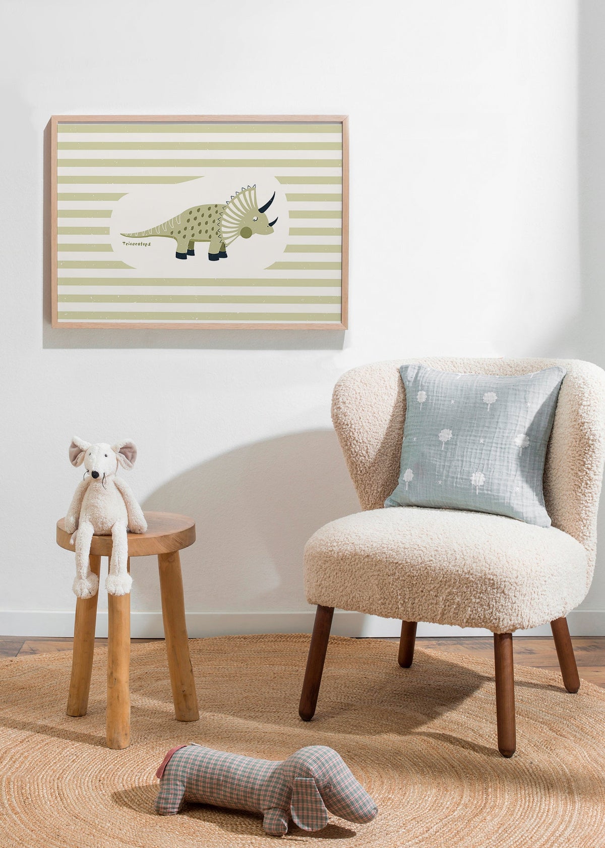 Børneplakat Triceratops grøn