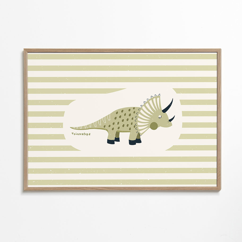 Børneplakat Triceratops grøn