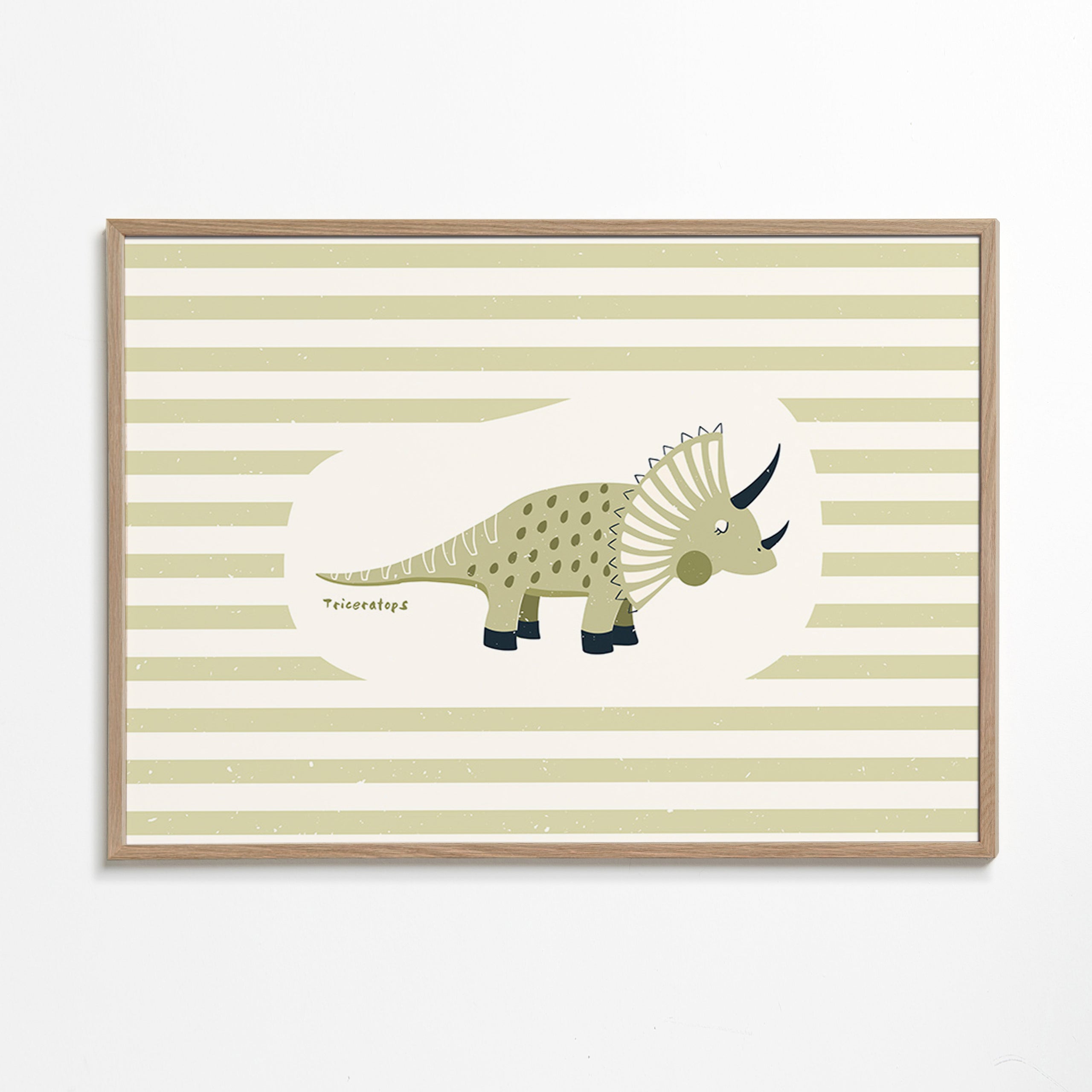 Børneplakat Triceratops grøn
