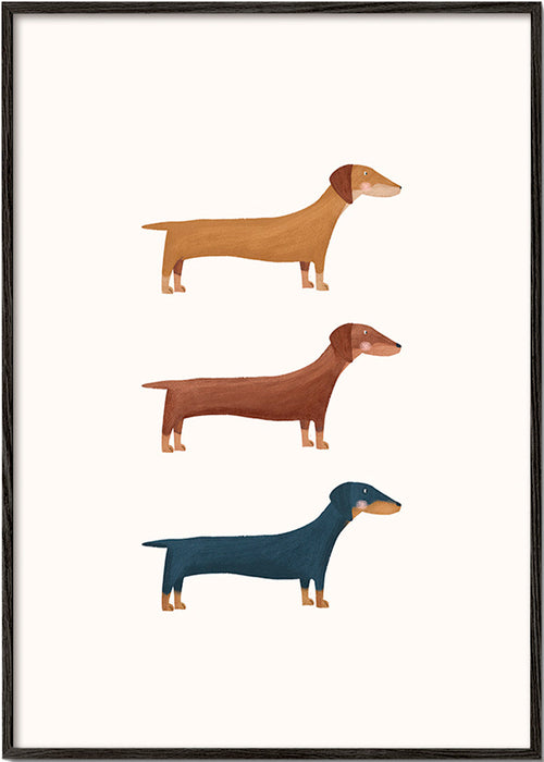 Kunst med gravhunde i minimalistisk stil