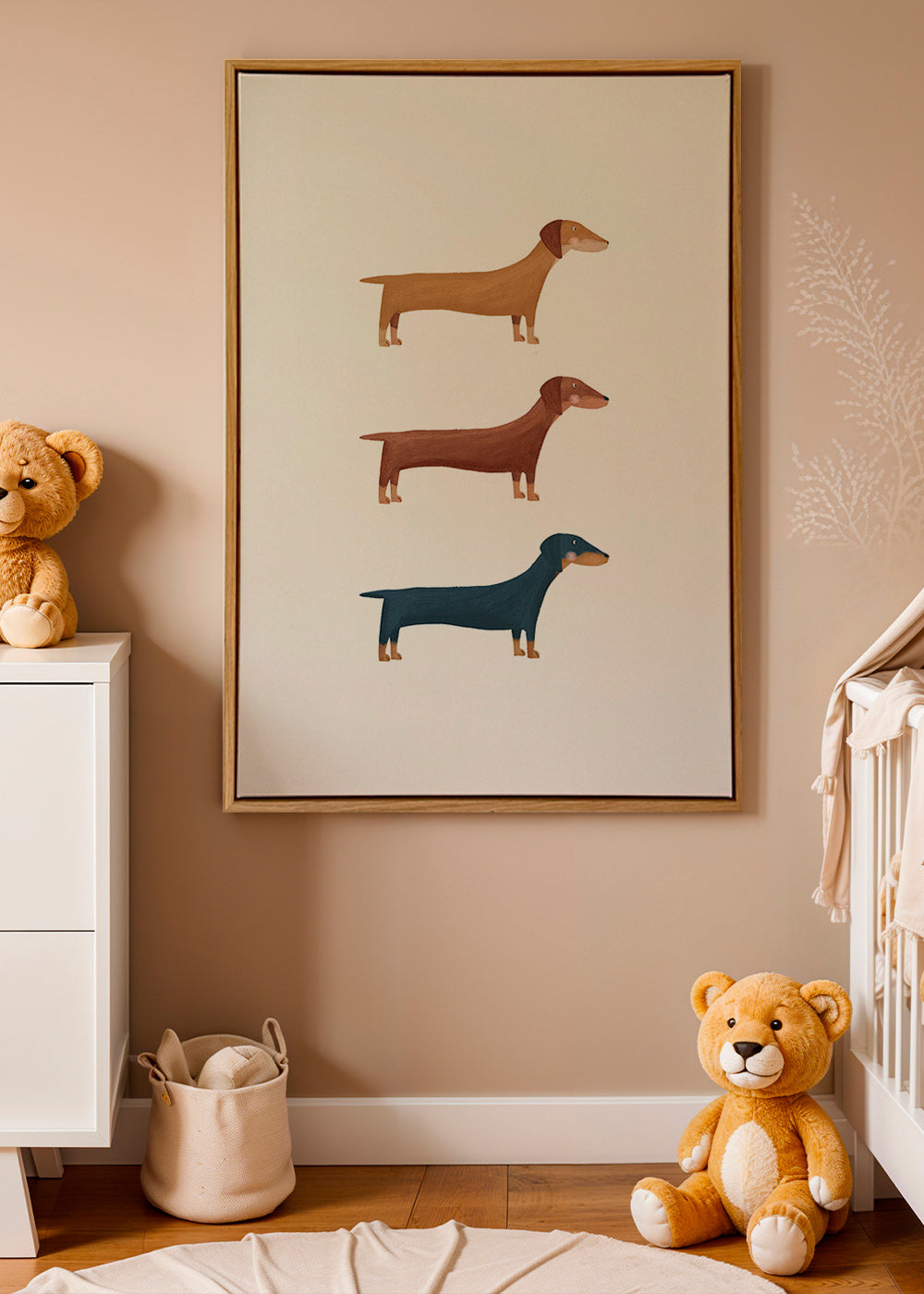 Kunst med gravhunde i minimalistisk stil