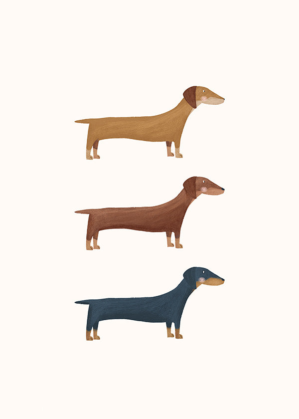 Kunst med gravhunde i minimalistisk stil