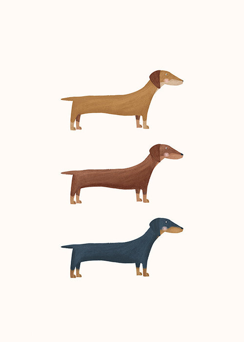 Kunst med gravhunde i minimalistisk stil