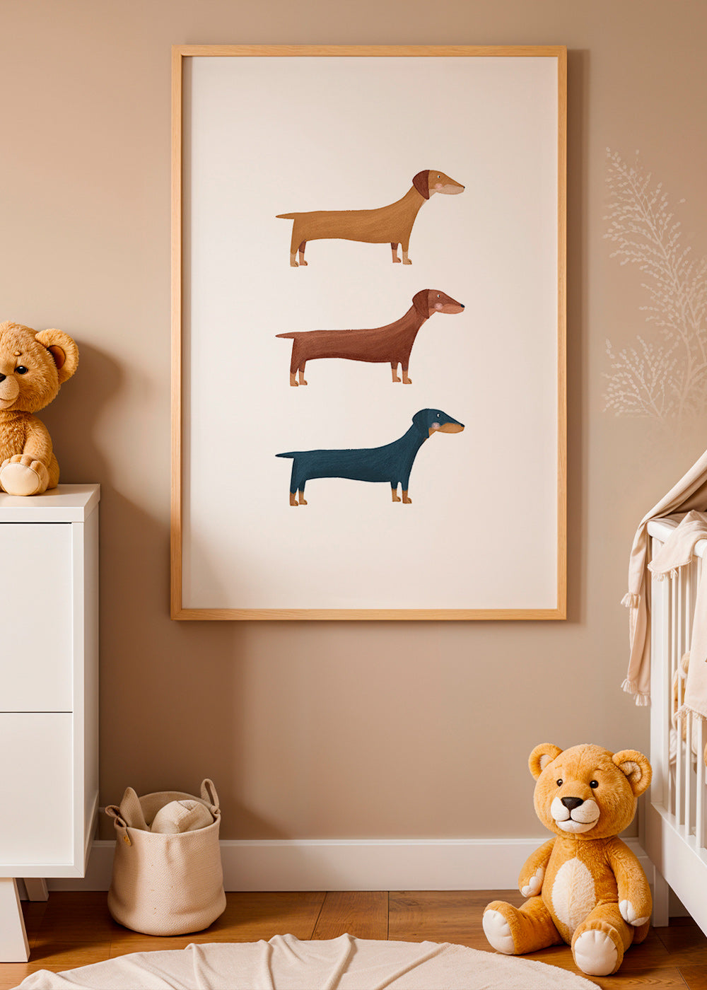 Kunst med gravhunde i minimalistisk stil