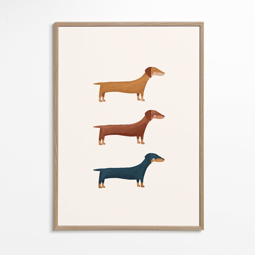 Kunst med gravhunde i minimalistisk stil