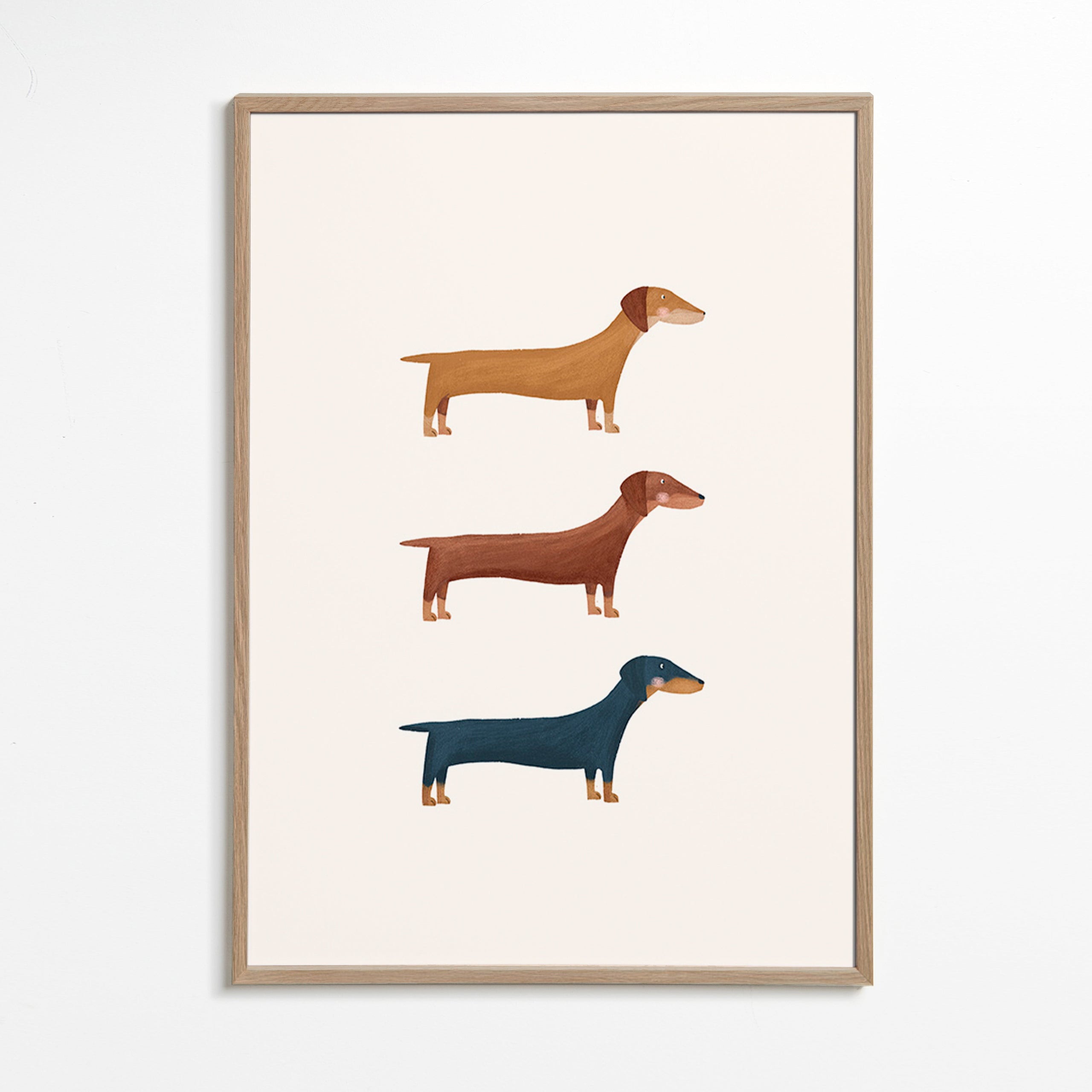 Kunst med gravhunde i minimalistisk stil
