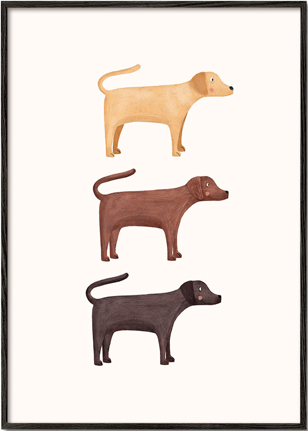 Plakat tre labradorer minimalistisk