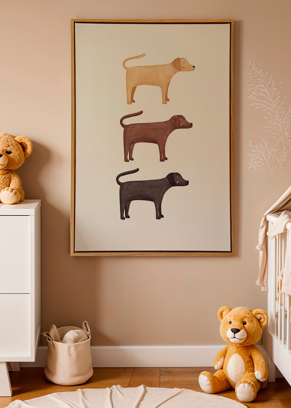 Plakat tre labradorer minimalistisk