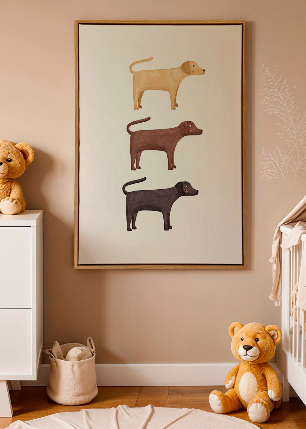 Plakat tre labradorer minimalistisk