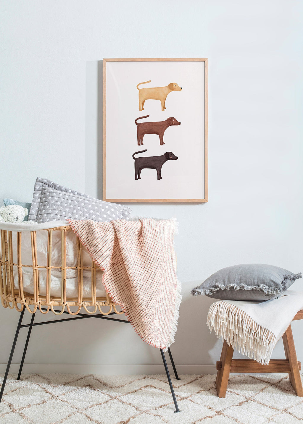 Plakat tre labradorer minimalistisk